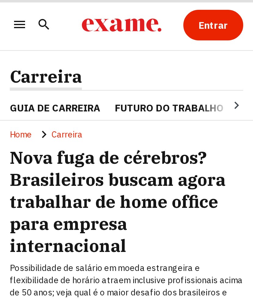 Print da reportagem do Exame de 01/05/2024