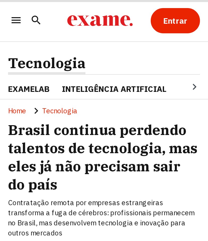Print da reportagem do Exame de 29/06/2026